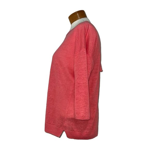 Talbots Petites - Women's M 100% Linen Pink Lightweight Sweater Tie Back - Picture 5 of 13